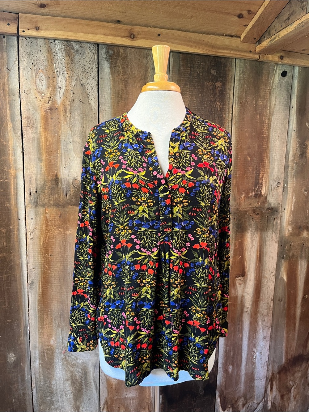 Old Navy Floral Tunic Shirt Size Large Long Sleeve